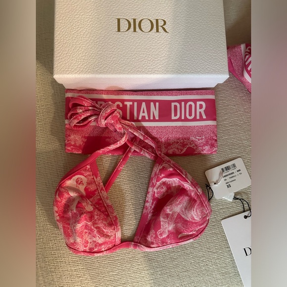 RARE DIORIVIERA BIKINI 
Bright Pink with Toile de Jouy Sauvage Motif BRAND NEW - Picture 9 of 13